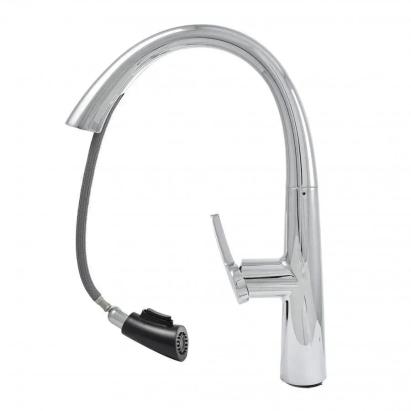 Baterie Bucatarie cu Dus Extractibil, Alama Sanitara, Crom, W059 ModernLight Concept