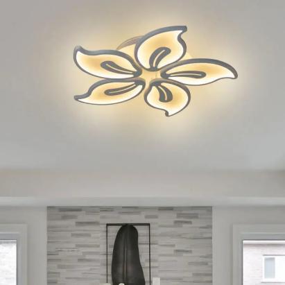 Lustra LED cu telecomanda JASMINE 73W, 5 Petale, lumina Rece/Calda/Neutra, Dimabila, Alb ModernLight Concept