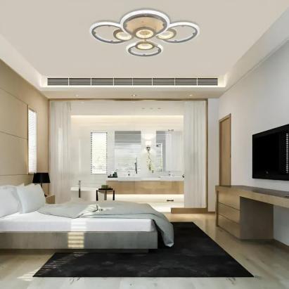 Lustra LED cu telecomanda KADE 72W, 4 Cercuri, lumina Rece/Calda/Neutra, Dimabila, Alb ModernLight Concept