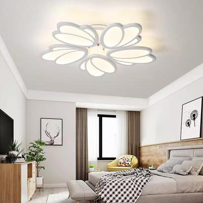 Lustra LED cu telecomanda TULIP 73W, 5 Petale, lumina Rece/Calda/Neutra, Dimabila, Alb ModernLight Concept
