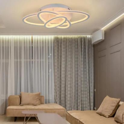Lustra LED cu telecomanda GENTIANA 83W, 3 Elipse, lumina Rece/Calda/Neutra, Dimabila, Alb ModernLight Concept