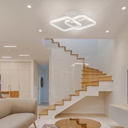 Lustra LED LILIA 20W, 2 Patrate, lumina Rece/Calda/Neutra, Alb ModernLight Concept