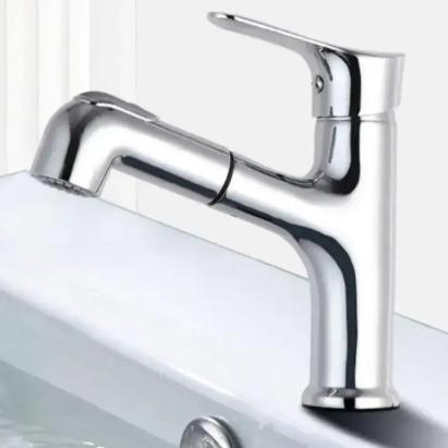 Baterie cu Dus Extractibil, Alama Sanitara, Crom, WZY108/B ModernLight Concept