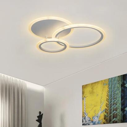 Lustra LED cu telecomanda LUCY 52W, 3 Cercuri, lumina Rece/Calda/Neutra, Dimabila, Alb ModernLight Concept