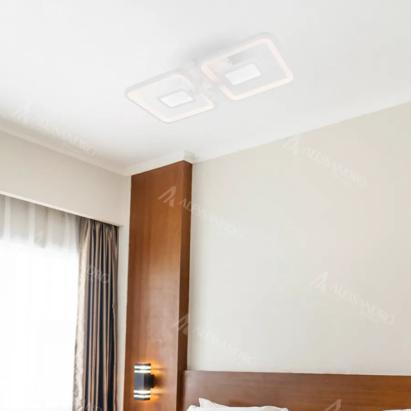 Lustra LED cu telecomanda FELIX 57W, 2 Patrate, lumina Rece/Calda/Neutra, Dimabila, Alb ModernLight Concept