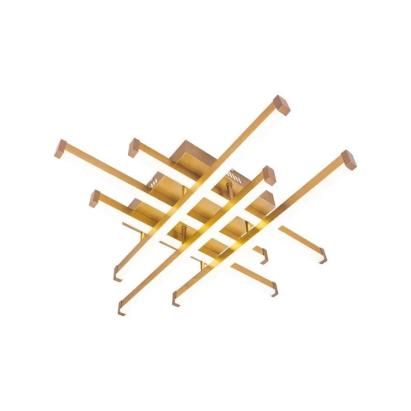 Lustra LED cu telecomanda MORA 120W, 6 Elermente, Liniara, lumina Rece/Calda/Neutra, Dimabila, Auriu Lucios ModernLight Concept