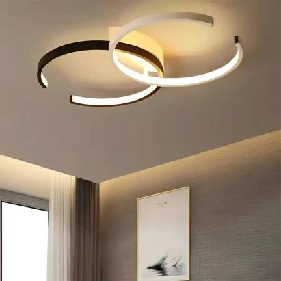 Lustra LED cu telecomanda VECTOR SEMIARC 35W, 2 Elemente, lumina Rece/Calda/Neutra, Dimabila, Negru Alb ModernLight Concept