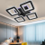 Lustra LED cu telecomanda si cristal LEILA RGB 79W, 4 Patrate, lumina Rece/Calda/Neutra, Dimabila, Negru Crom Lucios ModernLight Concept