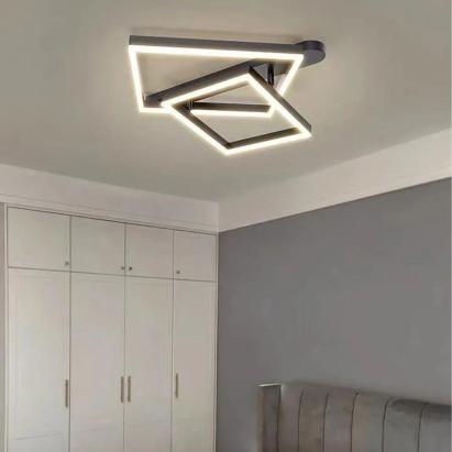 Lustra LED cu telecomanda PAPINI 112W, 2 Patrate, lumina Rece/Calda/Neutra, Dimabila, Negru ModernLight Concept