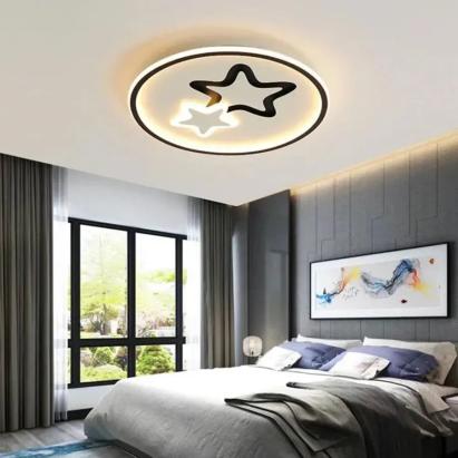 Lustra LED cu telecomanda EMELIANA 57W, Stea, lumina Rece/Calda/Neutra, Dimabila, Negru ModernLight Concept