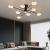 Lustra LED cu telecomanda si cristal MISEL 154W, 9 Elemente, lumina Rece/Calda/Neutra, Dimabila, Negru Auriu ModernLight Concept
