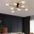 Lustra LED cu telecomanda si cristal MISEL 154W, 9 Elemente, lumina Rece/Calda/Neutra, Dimabila, Negru Auriu ModernLight Concept