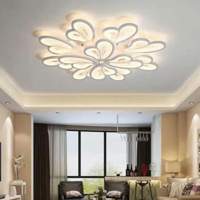 Lustra LED cu telecomanda BLOSSOM 143W, 12 Petale, lumina Rece/Calda/Neutra, Dimabila, Alb ModernLight Concept