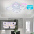 Lustra LED cu telecomanda si cristal LEILA RGB 79W, 4 Patrate, lumina Rece/Calda/Neutra, Dimabila, Alb Crom Lucios ModernLight Concept