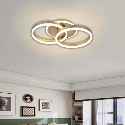 Lustra LED cu telecomanda DARIO 55W, 2 Cercuri, lumina Rece/Calda/Neutra, Dimabila, Auriu ModernLight Concept