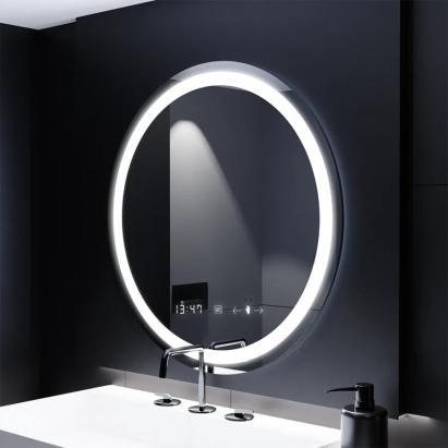 Oglinda LED Rotunda, 70cm, Celeste MotionGlow Marcello, Sistem Dezaburire, Ceas & Termometru, Dimabila ModernLight Concept