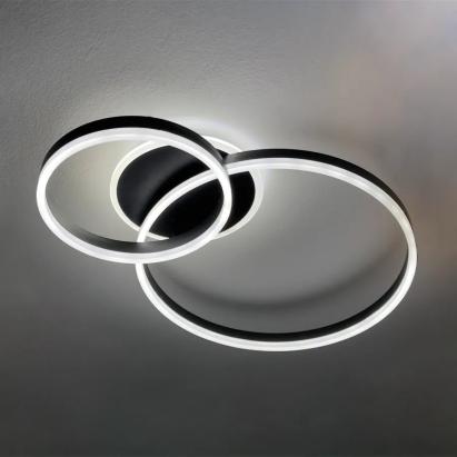 Lustra LED cu telecomanda ELISABETH 71W, 2 Cercuri, lumina Rece/Calda/Neutra, Dimabila, Negru ModernLight Concept