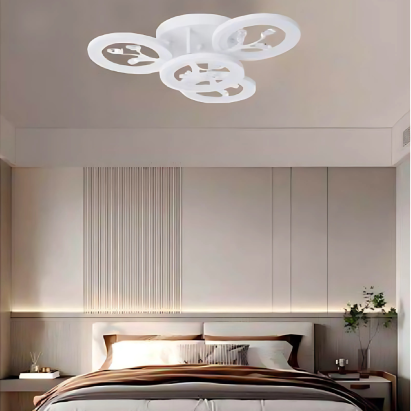 Lustra LED cu telecomanda si cristal DAISY 49W, 4 Elemente, lumina Rece/Calda/Neutra, Dimabila, Alb ModernLight Concept