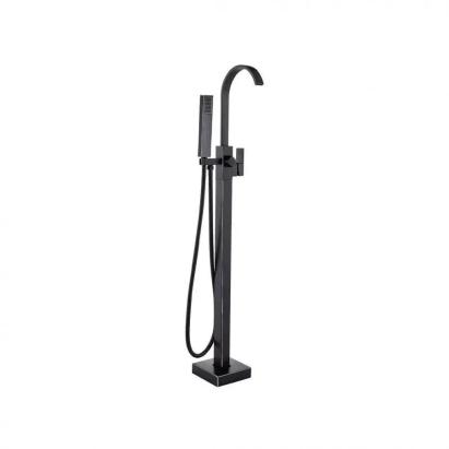 Baterie de Podea cu Cadru Patrat, Alama Sanitara, Negru, CF2036 ModernLight Concept