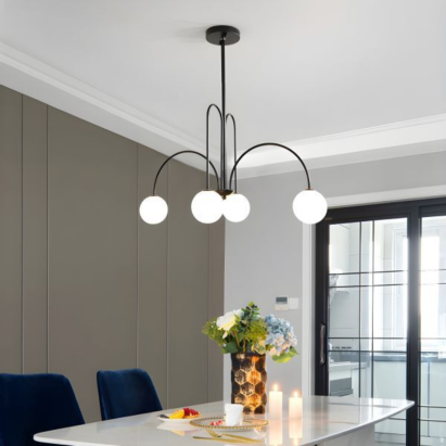 Lustra cu Abajur, Torino, 4xE14, Negru, Metal ModernLight Concept