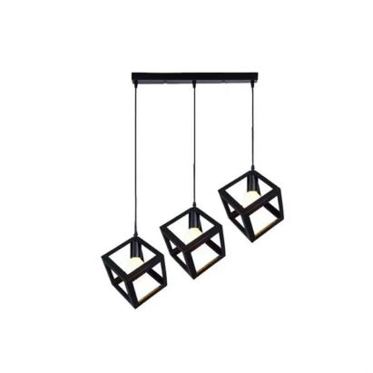 Lustra Forma Cub, STRUKTUR Linear Trio, 3x E27, Negru, Metal ModernLight Concept