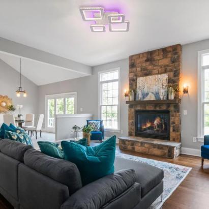 Lustra LED cu telecomanda si cristal QUADRIS RGB, 78W, 4 Patrate, lumina Rece/Calda/Neutra, Dimabila, Alb ModernLight Concept