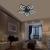 Lustra LED cu telecomanda GLORIOSA 150W, 5 Petale, lumina Rece/Calda/Neutra, Dimabila, Negru ModernLight Concept