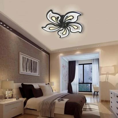 Lustra LED cu telecomanda GLORIOSA 150W, 5 Petale, lumina Rece/Calda/Neutra, Dimabila, Negru ModernLight Concept