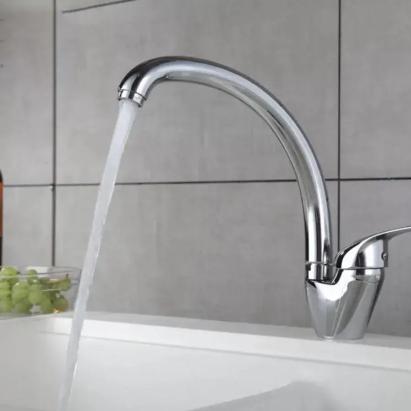 Baterie Bucatarie Crom Lucios LB00C, Pipa Lebada Pivotanta, Cartus Ceramic, Set Complet cu Racorduri si Sistem de Fixare ModernLight Concept