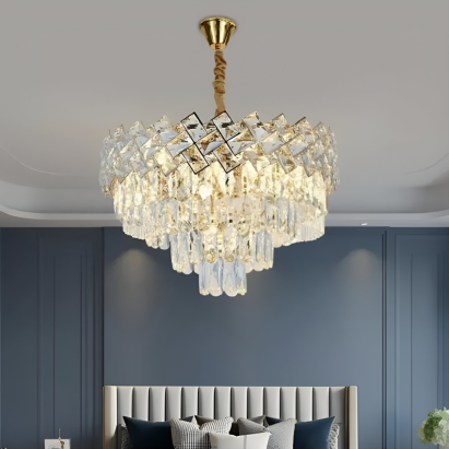 Candelabru Cristal WINDSOR Nobile 5xE14, Diametru 40cm, Auriu Lucios, Inaltime Reglabila ModernLight Concept