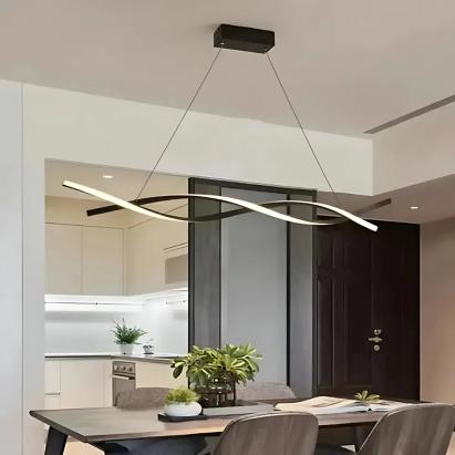 Lustra LED suspendata cu telecomanda FLUX 80W, lumina Rece/Calda/Neutra, Dimabila, Negru, Inaltime Reglabila ModernLight Concept