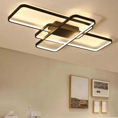 Lustra LED cu telecomanda AXIS 96W, 3 Elemente, lumina Rece/Calda/Neutra, Dimabila, Negru ModernLight Concept