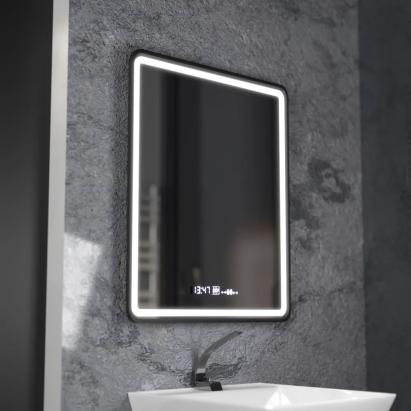 Oglinda LED Rectangulara, 75x90cm, Favola MotionGlow Marcello, Sistem Dezaburire, Ceas & Termometru, Dimabila ModernLight Concept