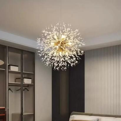 Candelabru Cristal Schonbrunn, 6x G9, Diametru 40cm, Auriu Lucios, Inaltime Reglabila ModernLight Concept