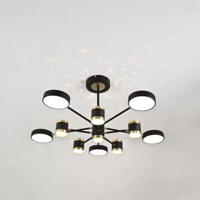 Lustra LED cu telecomanda NOVA 95W, 10 Elemente, lumina Rece/Calda/Neutra, Dimabila, Negru ModernLight Concept
