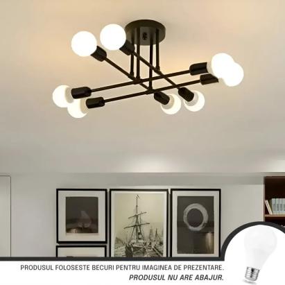 Lustra Modernist Octa 8, 8x E27, Negru, Design Modern ModernLight Concept