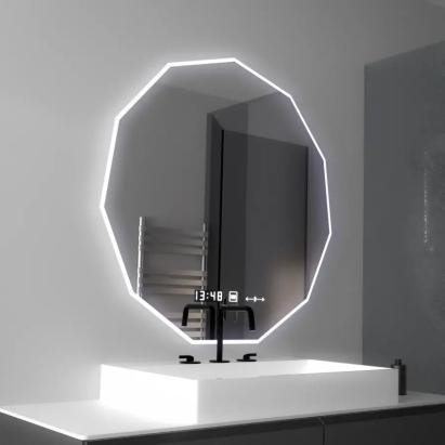 Oglinda LED Poligon, 70cm, Judith Senzor MotionGlow Marcello, Sistem Dezaburire, Ceas & Termometru, Dimabila 084 ModernLight Concept
