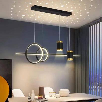 Lustra LED suspendata cu telecomanda PAULINA 74W, lumina Rece/Calda/Neutra, Dimabila, Negru, Inaltime Reglabila ModernLight Concept