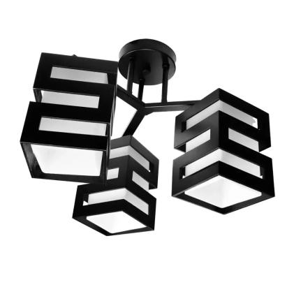 Lustra VANJA cu Abajur Patrat, 3 X Dulie E27 Alb / Negru ModernLight Concept