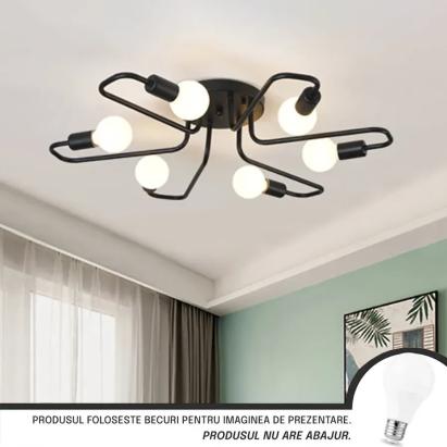 Lustra MODERNIST Hexa 6, 6x E27, Negru, Design Modern ModernLight Concept