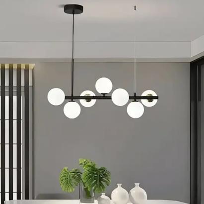 Lustra cu bec moderna LOFT Pavilion, 7x G9, Alb Negru, Metal, Inaltime Reglabila ModernLight Concept