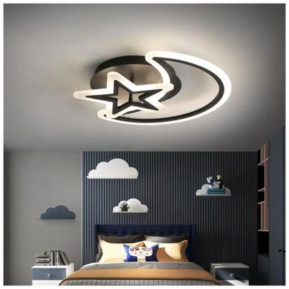 Lustra LED cu telecomanda LUNA SI STEA 45W, 2 Elemente, lumina Rece/Calda/Neutra, Dimabila, Negru ModernLight Concept