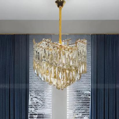 Candelabru Cristal TOPKAPI Petito 3xE27, Diametru 30cm, Auriu Lucios, Inaltime Reglabila ModernLight Concept