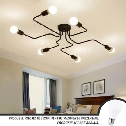 Lustra MODERNIST Hexa 6, 6x E27, Negru, Design Modern ModernLight Concept