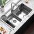 Set Chiuveta Bucatarie Inox, Cuva Universala cu Dop Scurgere, Spalator Pahare, Negru Grafit, 75x45X21cm ModernLight Concept