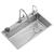 Set Chiuveta Bucatarie Inox, Cuva Universala cu Dop Scurgere, Spalator Pahare, Negru Grafit, 75x45X21cm ModernLight Concept