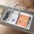 Set Chiuveta Bucatarie Inox, Cuva Universala cu Dop Scurgere, Spalator Pahare, Negru Grafit, 75x45X21cm ModernLight Concept