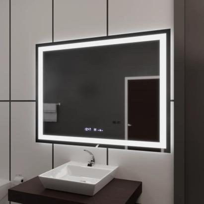 Oglinda LED Rectangulara, 100x75cm, Verite MotionGlow Marcello, Sistem Dezaburire, Ceas & Termometru, Dimabila ModernLight Concept