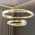 Lustra LED suspendata cu telecomanda si cristal PRISM REGAL 200W, 2 Cercuri, lumina Rece/Calda/Neutra, Dimabila, Auriu, Inaltime Reglabila ModernLight Concept