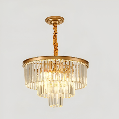 Candelabru Cristal CHAMBORD Petito 3xE14, Diametru 28cm, Auriu Mat, Inaltime Reglabila ModernLight Concept
